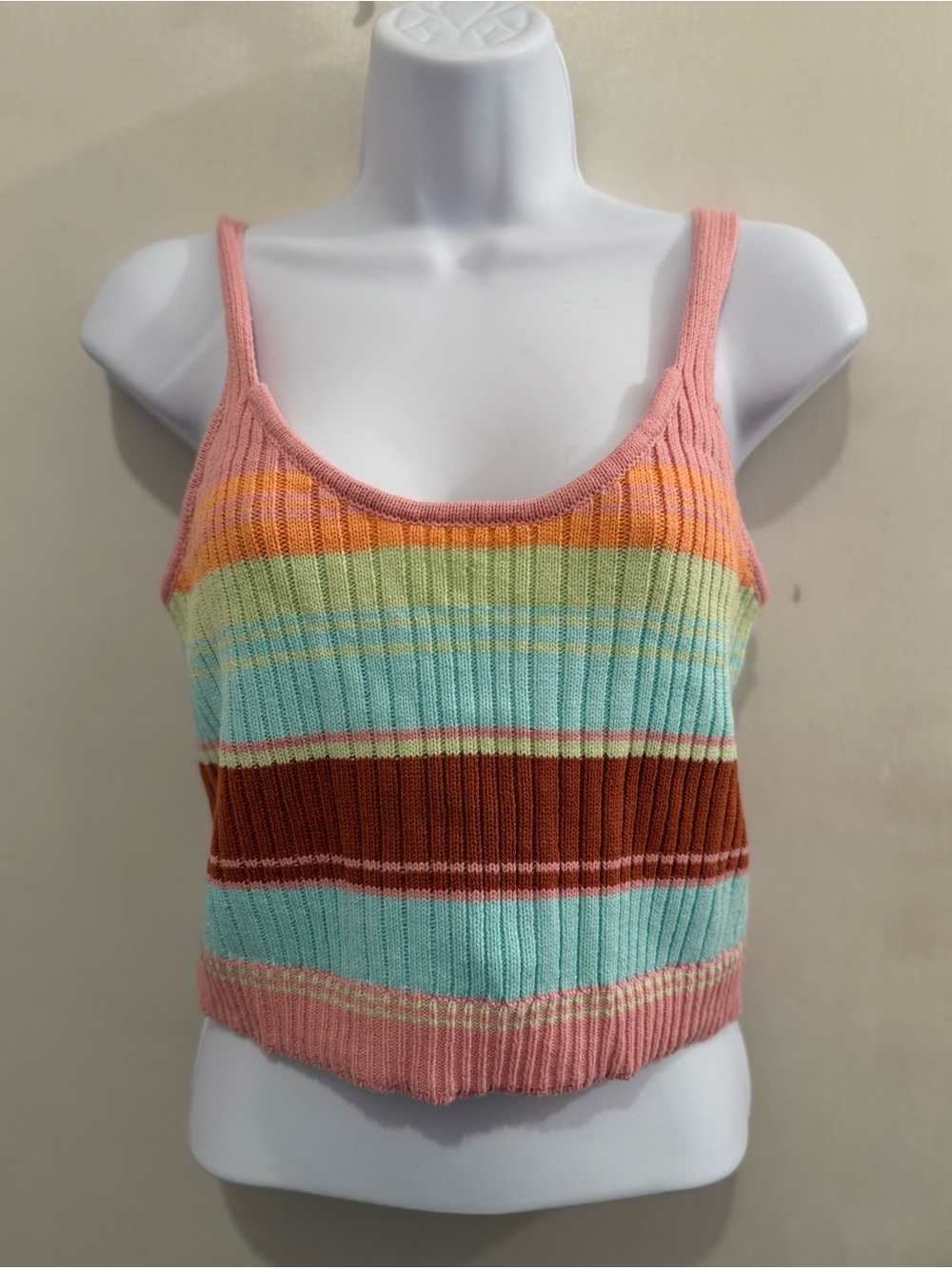 2000s ribbed rainbow knit cami